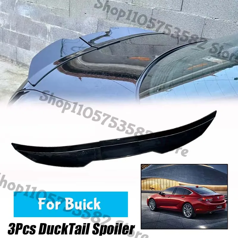 3Pcs Ducktail High Kick Trunk Spoiler For Buick Universal Rear Boot Wing For Multi Models Car