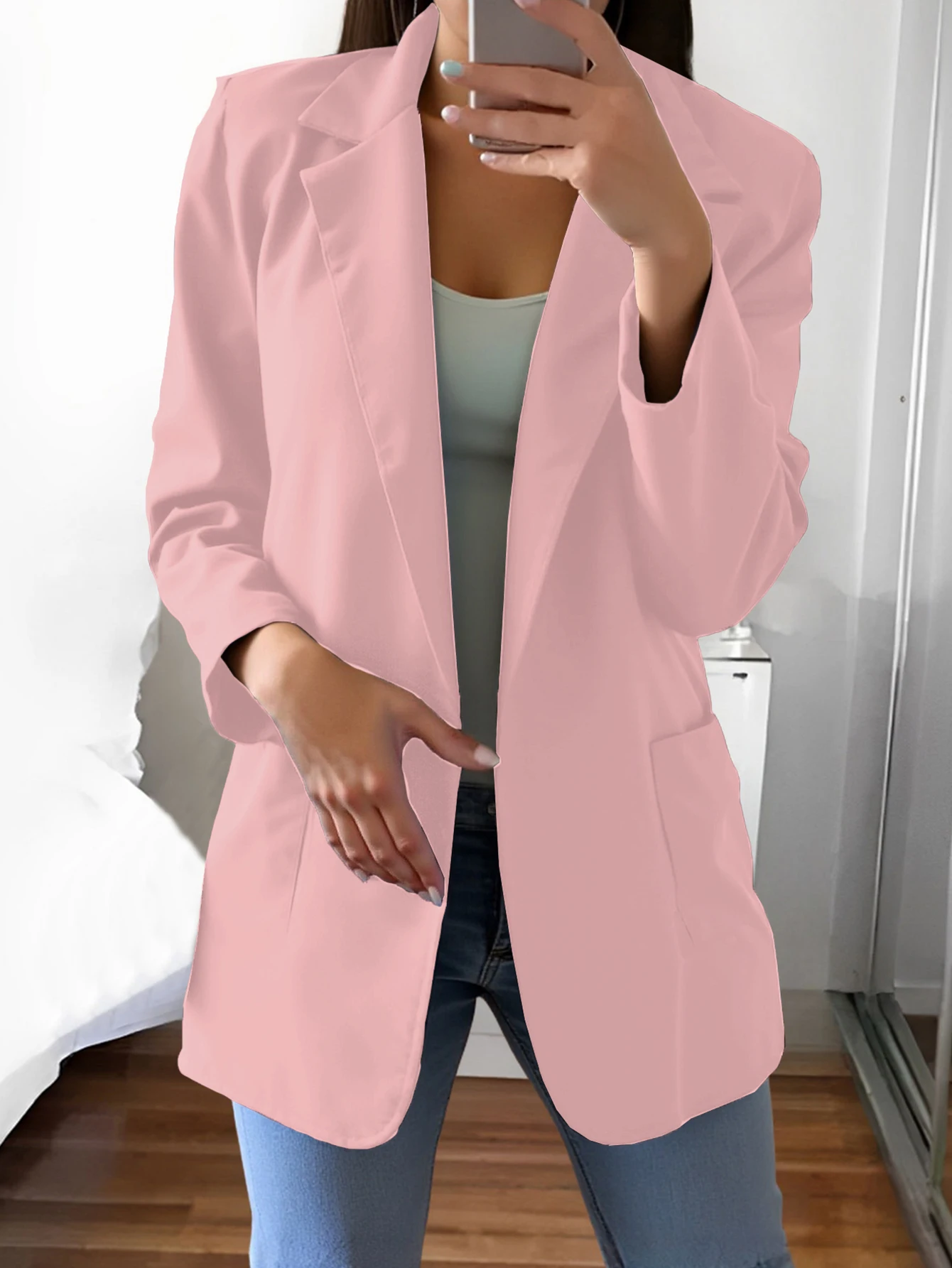 سترة نسائية خريفية مريحة 2025 سترة رسمية بياقة شال وأكمام طويلة سترة رسمية أنيقة للمكتب