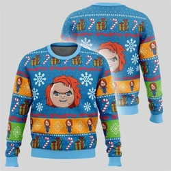 Fashion Chucky Graphic Ugly Christmas Sweater Trend Casual Men Women 3D Printed Xmas Sweatshirt Casual Streetwear Oversized Tops