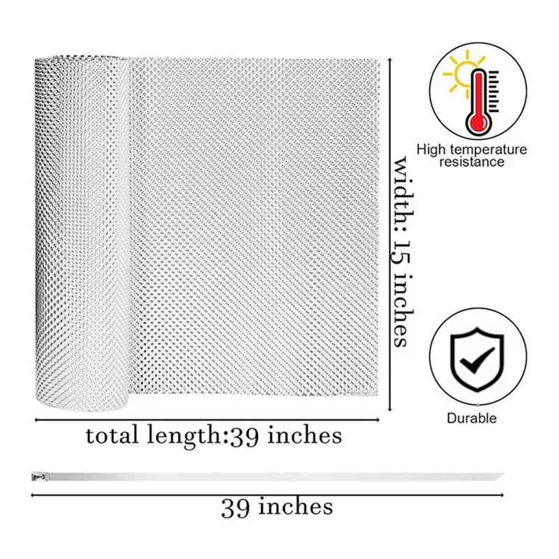 ABGG-3X Exhaust Heat Shield Automotive,15 X 39Inch Embossed Aluminum Heat Shield Muffler Exhaust Wrap With 6 Cable Zip Ties
