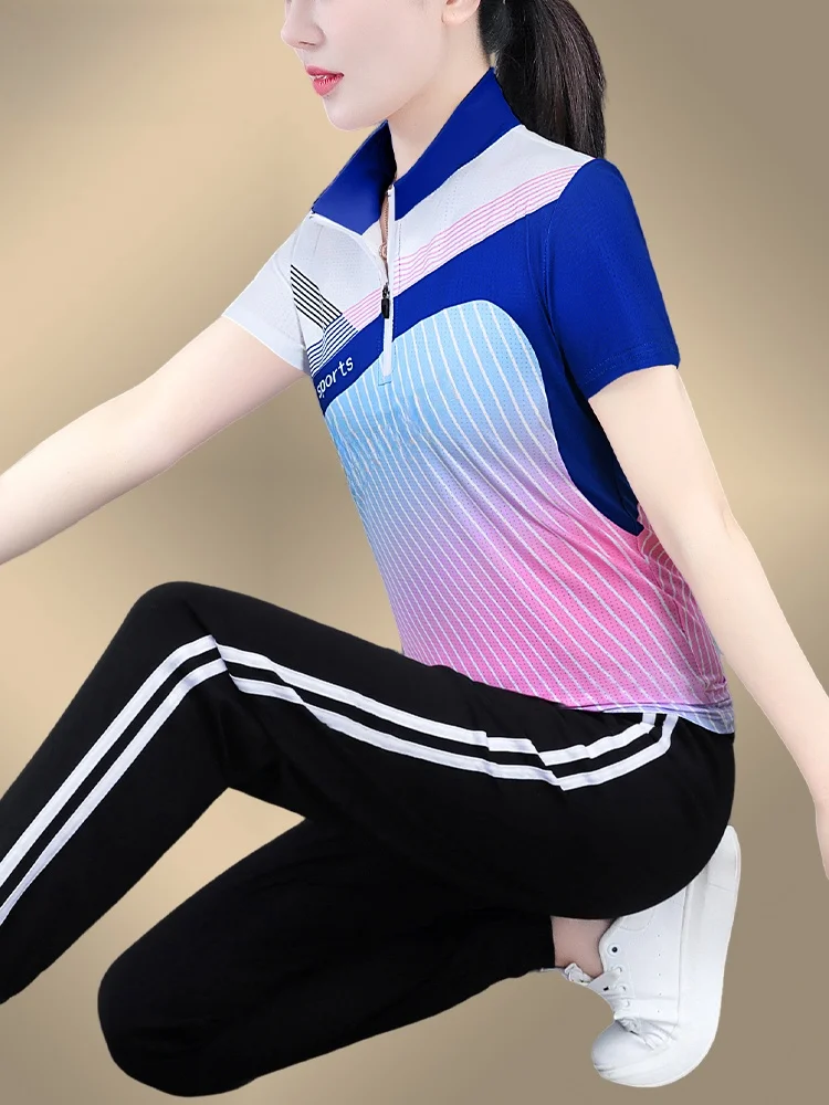 

Ice Silk Qui Dry Sports Suit Set Women's 2026 New Summer Faion Casual Running Two Piece Set Breathable Comfortable Long P...