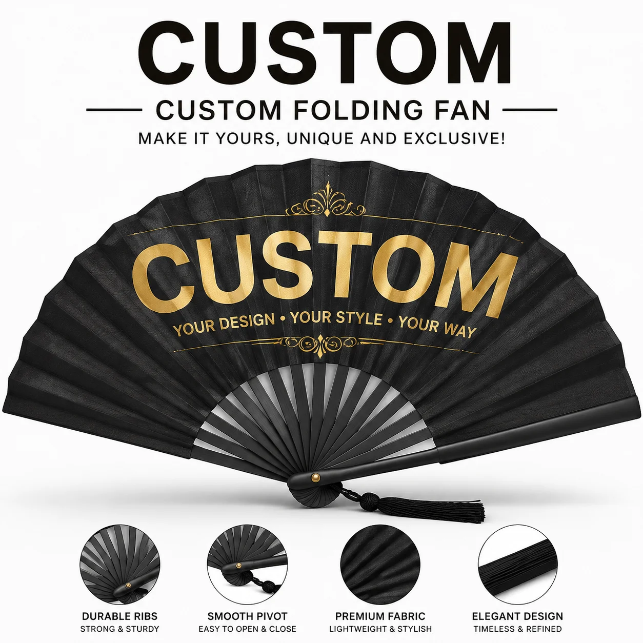 Custom Folding Fan Personalized Photo Logo Text Print Hand Fan Wedding Party Decoration Vintage Foldable Fans Gift for Men Women