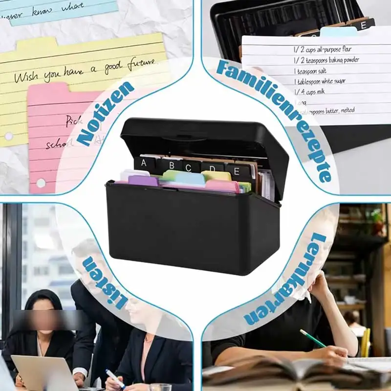 Index Card Holder Set Index Box...with 230 Assorted Flashcards Colourful Lined 6 Rings and Stickers Perfect for School
