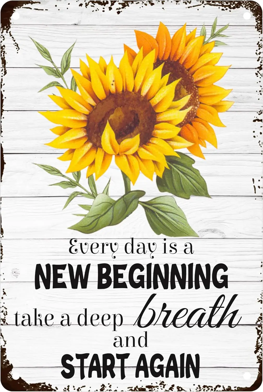 New Beginning Start Again Flowers Metal Wall Decor Sunflower Bee Tin Signs Vintage Room Wall Decor for Garage Man Cave Bar  sign
