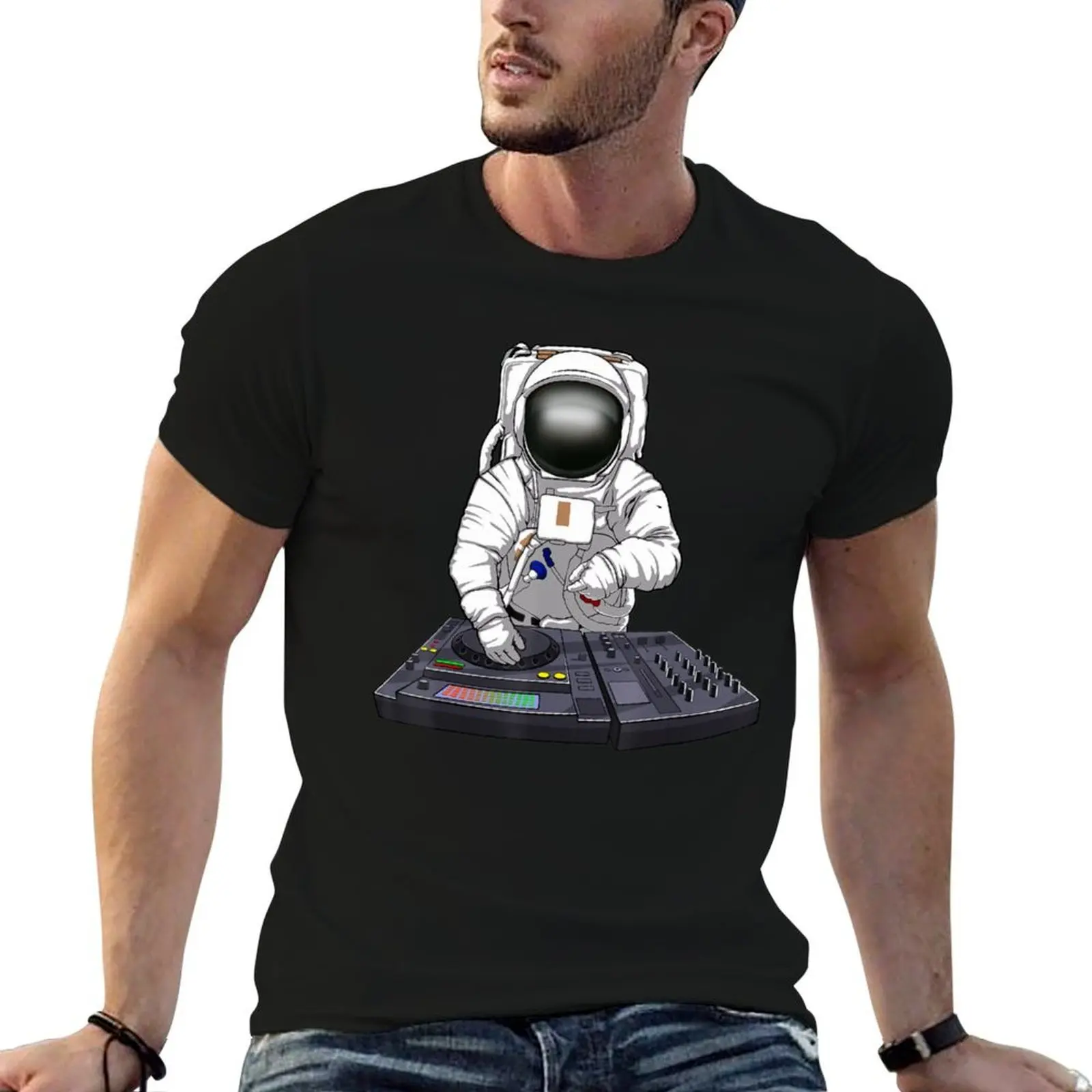 Astronaut Dj Turntable Music Novelity Equalizer T-Shirt summer tops funny meme t-shirts t shirts for men graphic