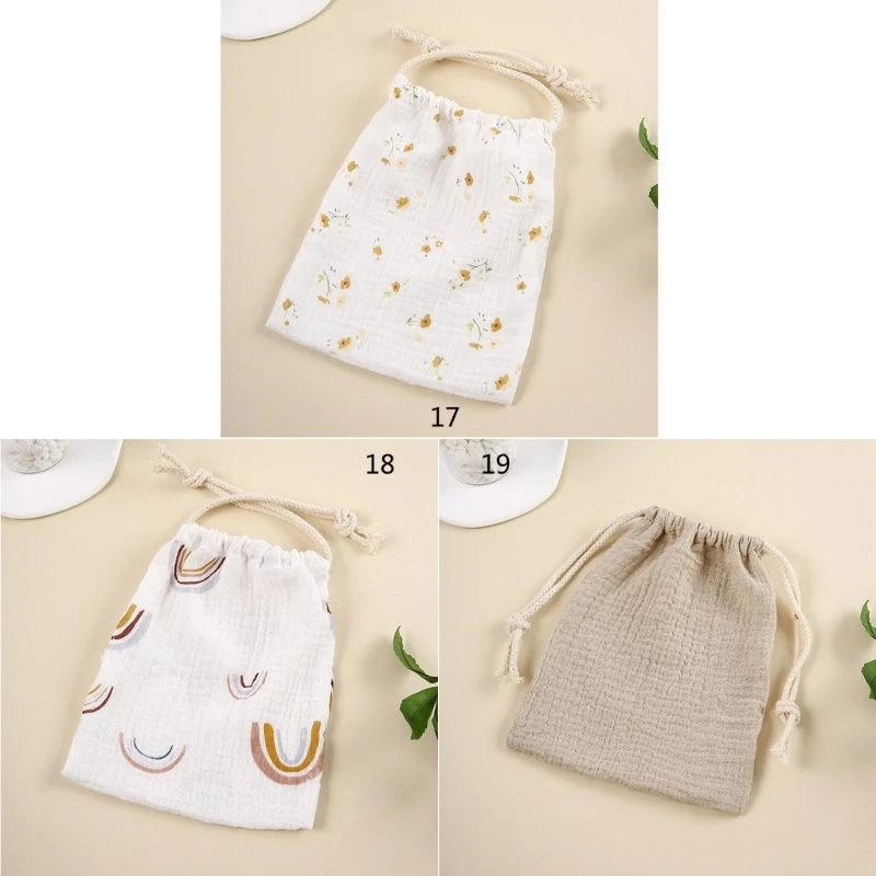 Sacs de rangement en coton naturel, pochette de rangement imprimée à cordon pour fleurs sèches de lavande pour la douche nuptiale et le mariage QX2D