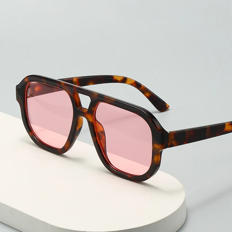 New Double Bridges Square Women Fashion Leopard Sunglasses Shades UV400 Men Retro Candy Color Shades Sun Glasses image 4