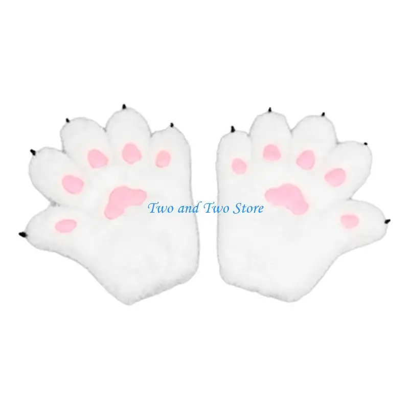 

HX6F Fingerless Animes Hand Gloves for Adult Halloween Roleplay Costume Cats Paw Mittens
