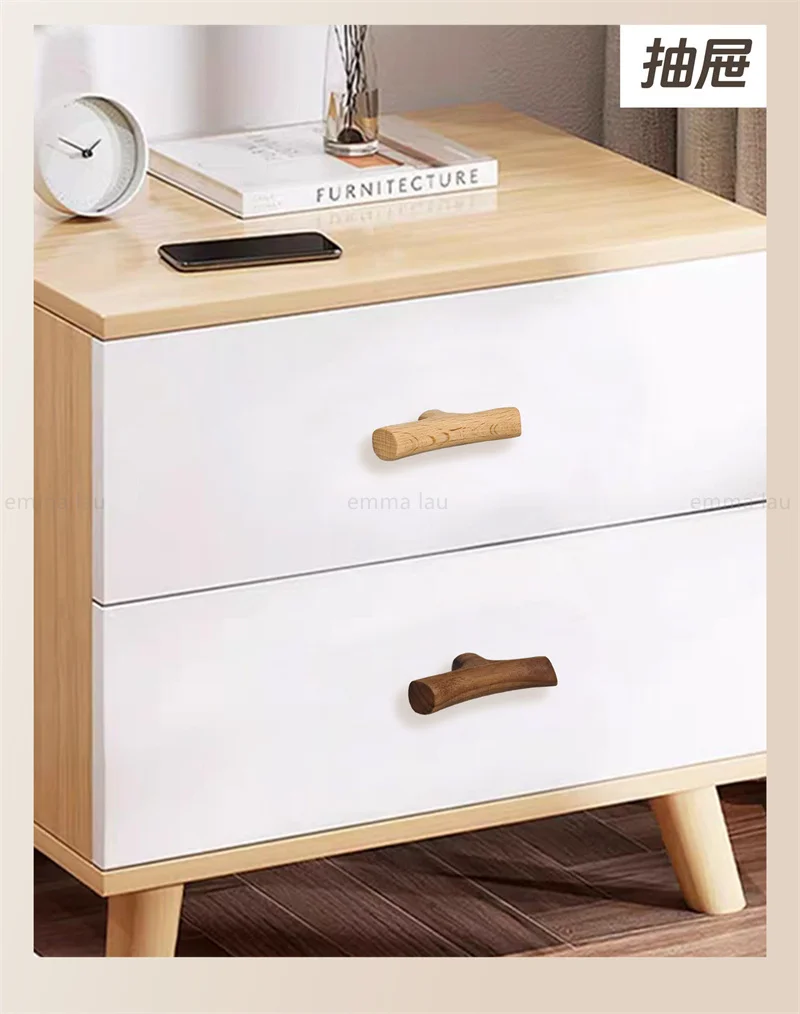 Pegangan Kabinet Kayu Nordic Kenop Laci Cabang Pohon Pegangan Kayu Walnut Lemari Pakaian Furnitur Tarik Lemari Dapur