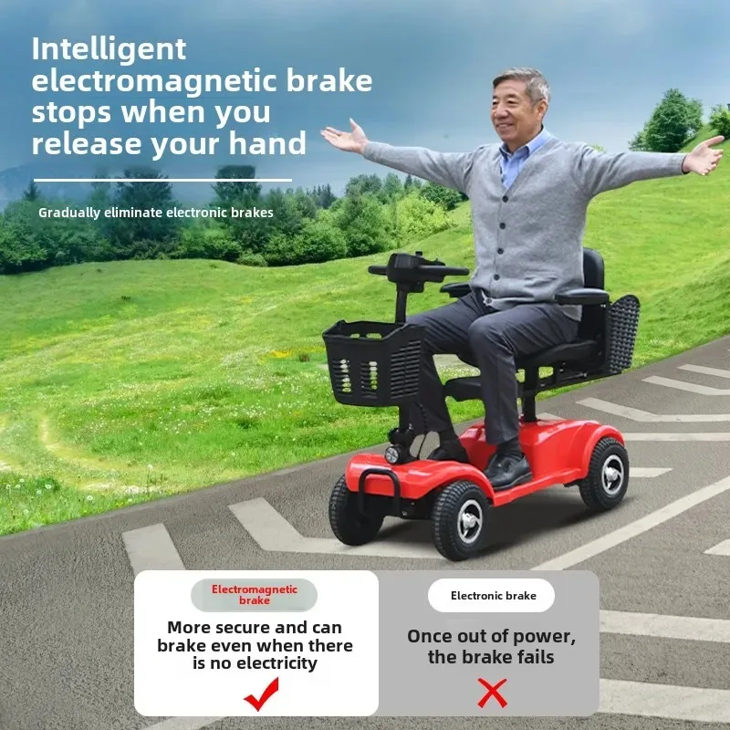 

Four-Wheel Electric Moped Elderly Scooter with Double Foldable Battery Car for Seniors Adult Personal Transport