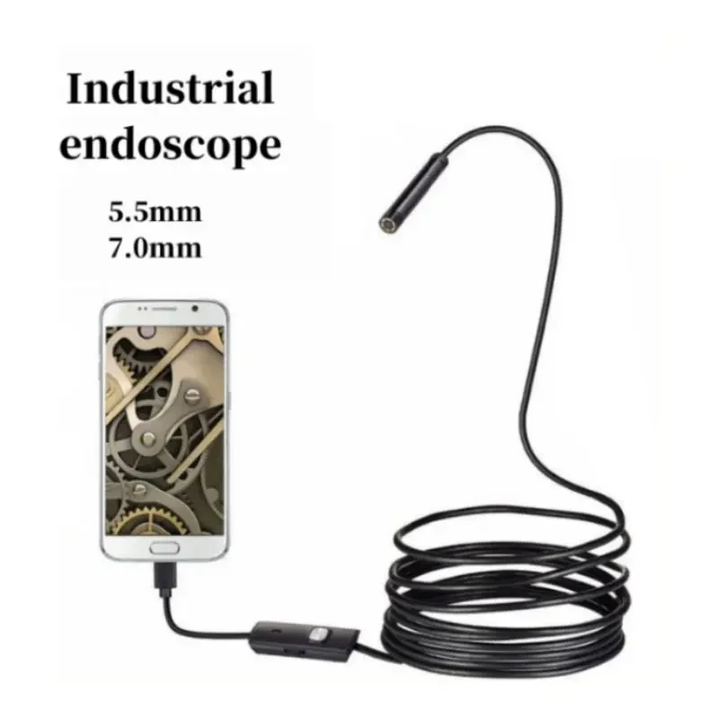 camera endoscopica android 55 mm 80 mm lente com fio 110m usb 3in1 tipo c otg micro usb waterpro para inspecao de carro 001 01