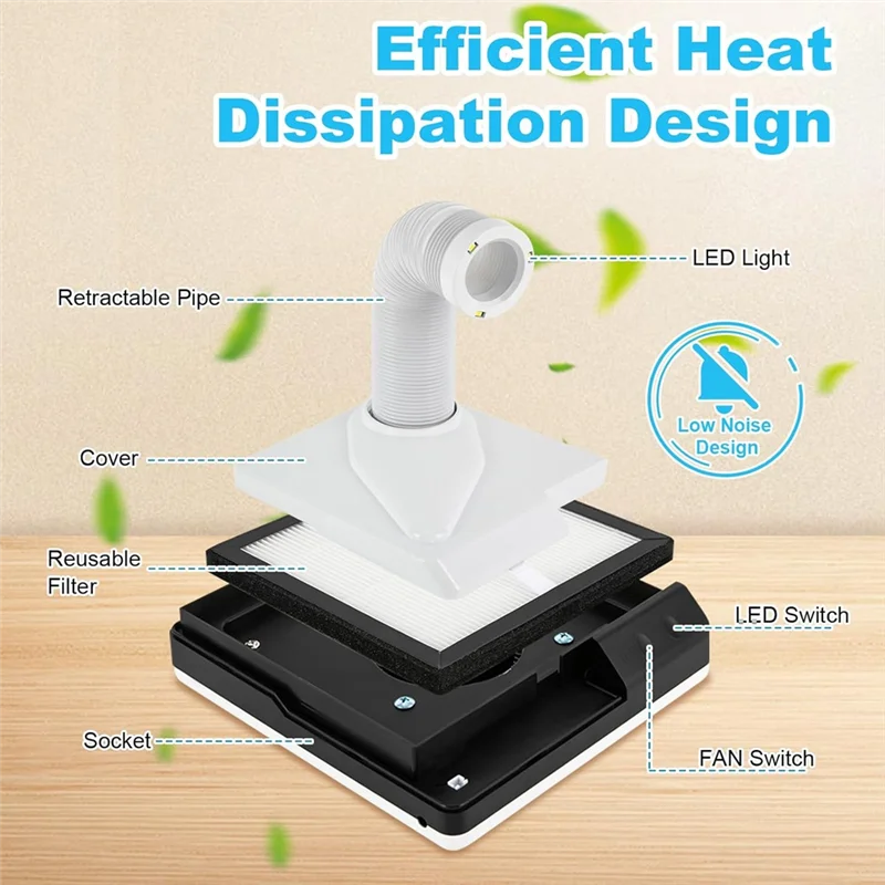 

AONEQ-Nail Dust Collector, 60W Polishing Dust Collector With Fan And LED Dual Function Low Noise Dust Suction Machine (US)