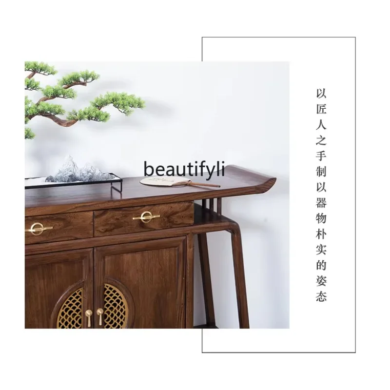 

Chinese-style entrance cabinet Solid wood table Entrance table Entrance hall cabinet Walnut strip table Decoration