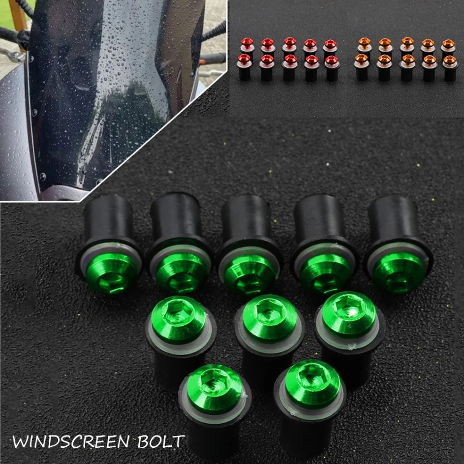 Motor M5 Fastener Nuts Windscreen Windshield Screw Mounting Bolts FOR Kawasaki ZR7 ZR7S W800/SE ZRX 1100 1200 ZX12R ZX6R ZX300R