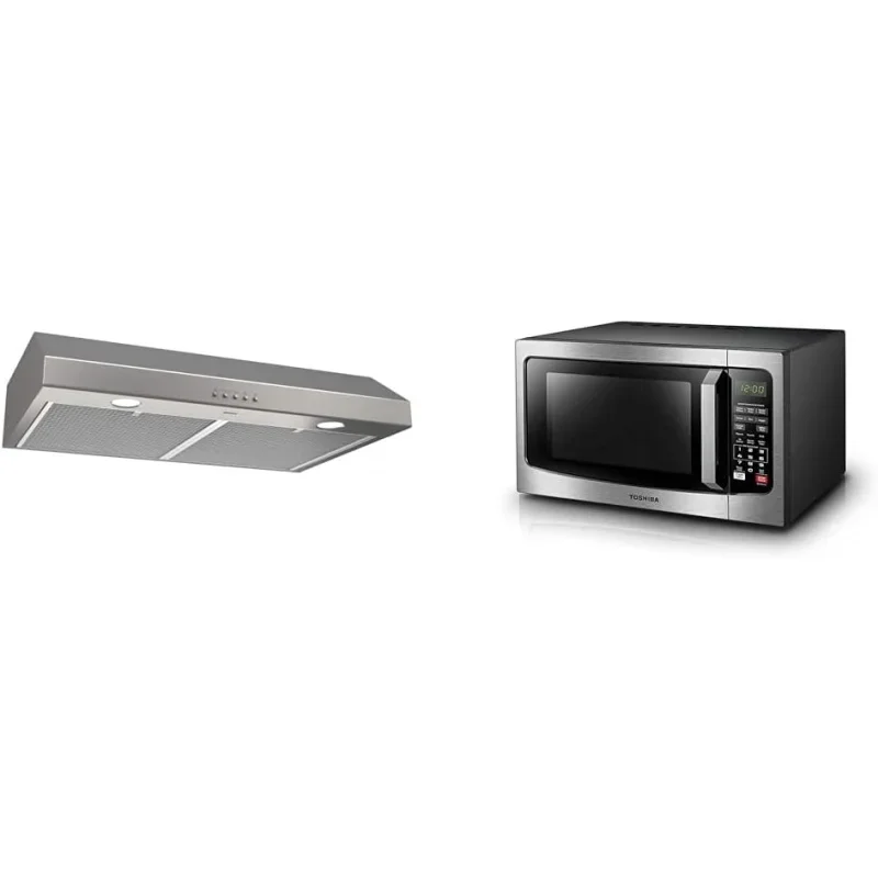Campana extractora para debajo del armario, Gema de tres velocidades con luces LED, apta para ADA y encimera TOSHIBA EM131A5C-SS, microondas, BCSQ130SS