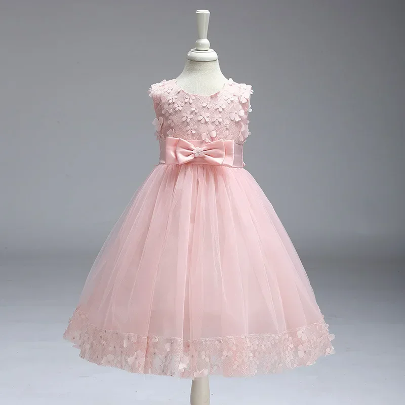 Summer Princess Dress for Girls Mesh Lace Sleeveless Flower Girl Dresses for Weddings Summer Children Girls Dresses 2-12Y