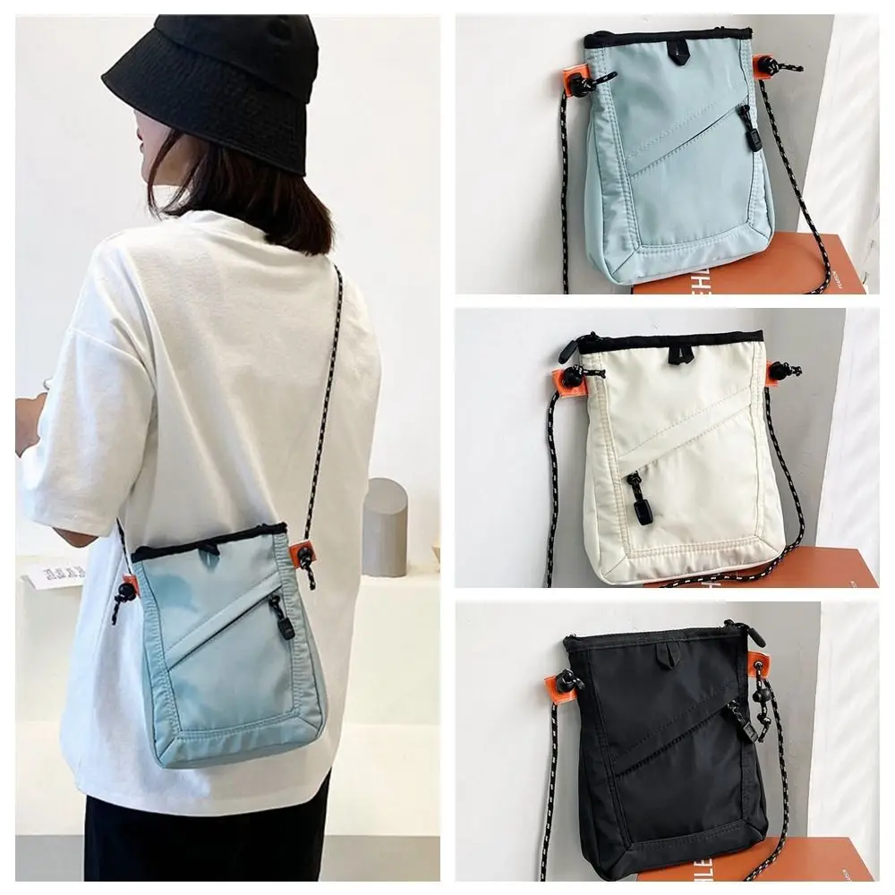 Korean Canvas Small Square Shoulder Bag Nylon Zipper Crossbody Phone Bag Adjustable Shoulder Strap Waterproof Female