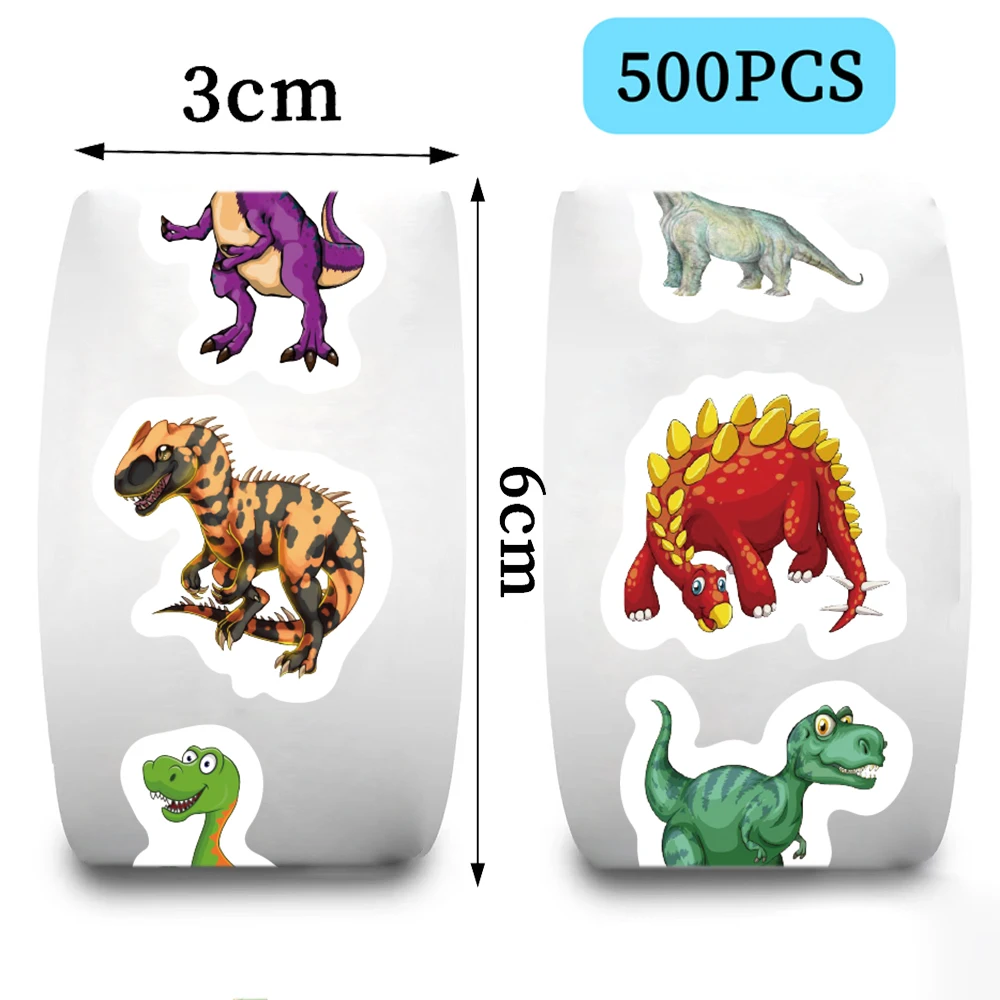 500pcs Cute Dinosaur Pattern Reward Encouragement Sticker Roll for Kids Motivational Stickers with Cute Animals for Students image 3