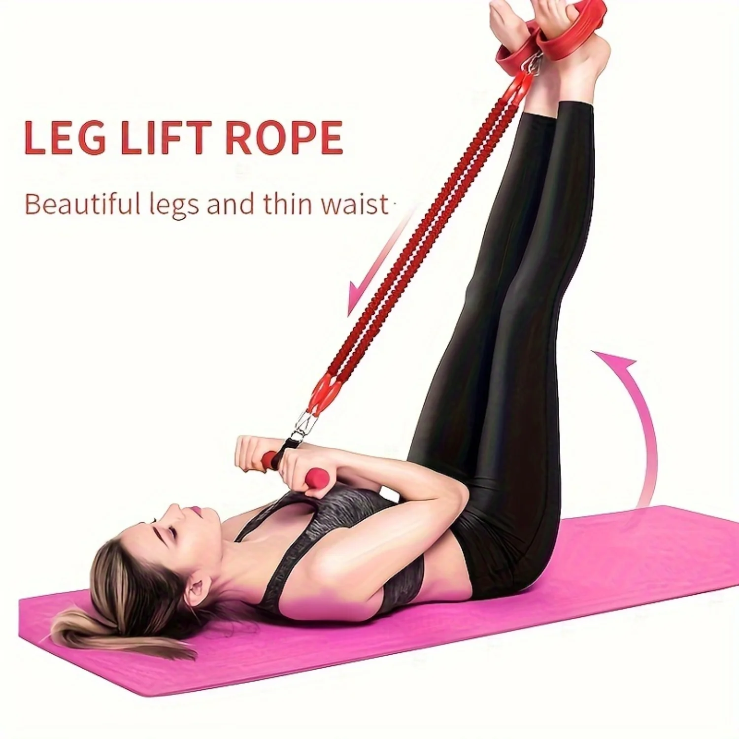 1pc Multifunction Tension Rope with Handles and Door Anchor for Body Shaping and Core Strength Training.