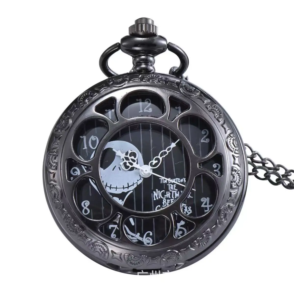Reloj de bolsillo de cuarzo de Anime de Disney, pesadilla antes de Navidad, reloj de cadena Retro, accesorios colgantes para niños y niñas, regalos de navidad