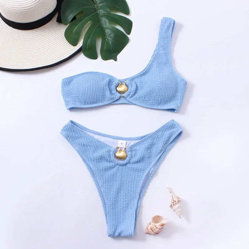 

Royal Blue Shell Бикини Купальники Женский Купальник Бикини с Высокой Талией Комплект 2023 Купальный Костюм Push Up Maillot De Bain Femme Пляжная Одежда