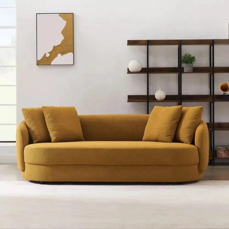 Curved lamb wool sofa is suitable for reception rooms of beauty salons and clothing stores