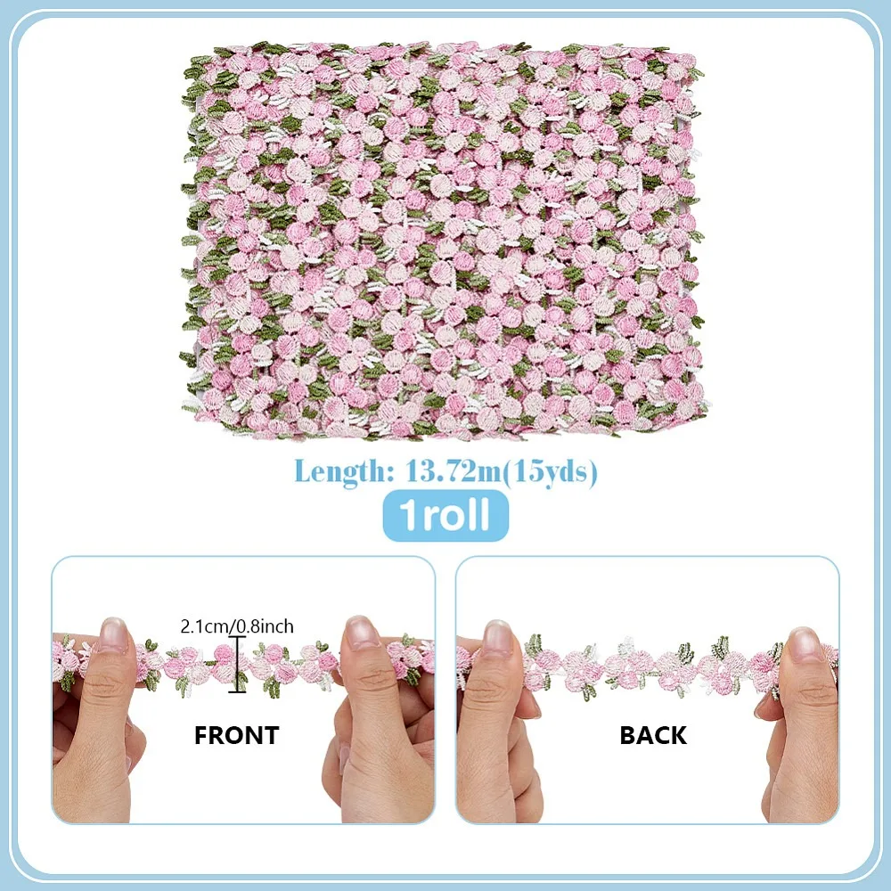 Polyester Ribbons Flower Garment Accessories Pink 7/8 inch(21mm) 15.00 Yards(13.72m)/Roll