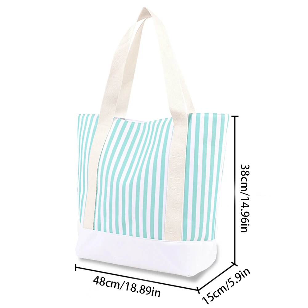 Striped Tote Bag For Women Large Capacity Hand Bag Reusable Heavy Duty Canvas Utility Shopping Bags