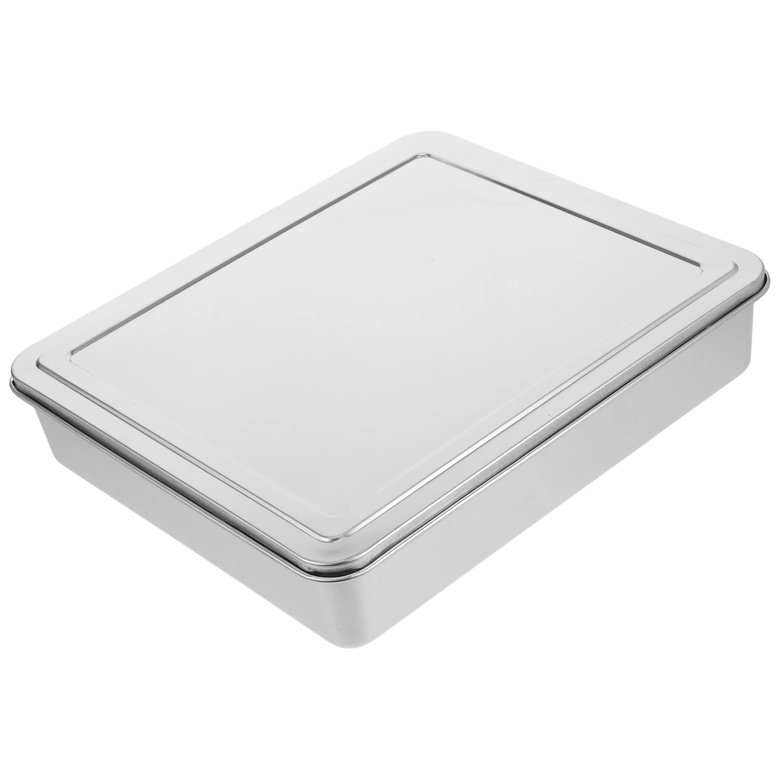 

1pcs Stainless Steel Pan Covered Cake Pans Bakeware Silver Cake Pans With Covers Baking Tray Freezer Box Sets Mold
