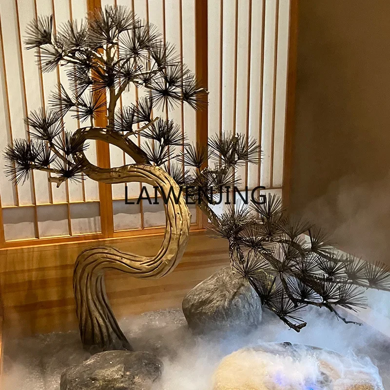 

LYN high-end customized large-scale simulated tree, cedar welcome pine landscaping, solid wood carving tree