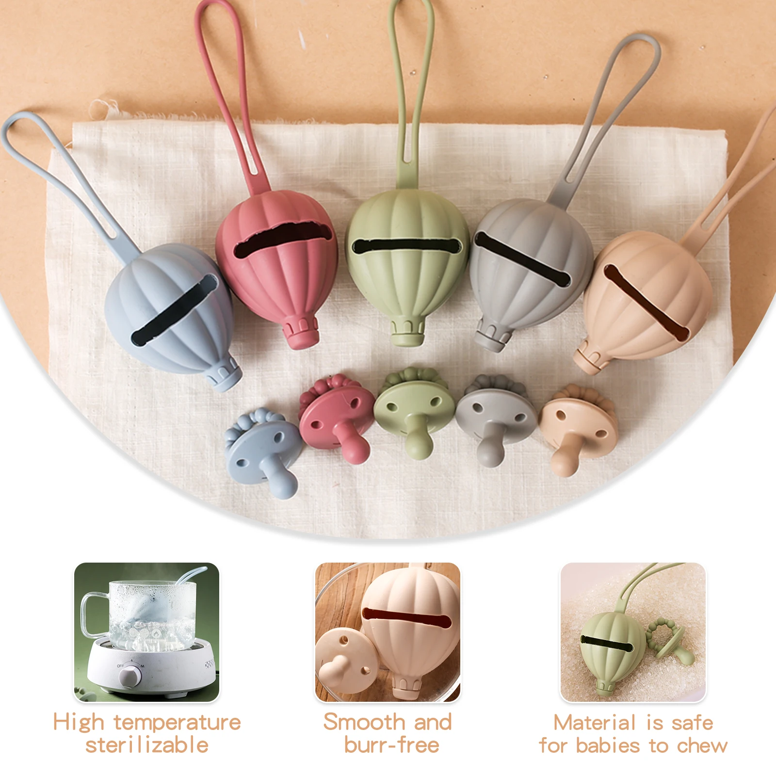 2pcs/set  Baby Pacifier Holder BPA  Free Food Grade Silicone Baby Pacifier Holder Infant Portable Soother Nipple Storage