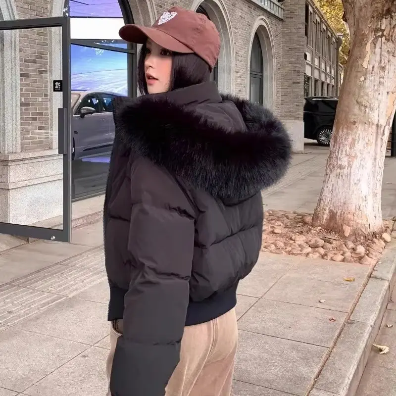 

YYAHAHAS Korean Fashion Hooded Cotton Collar Women's Winter 2025 New Thick Short Loose Solid Color Jacket Female Clothing