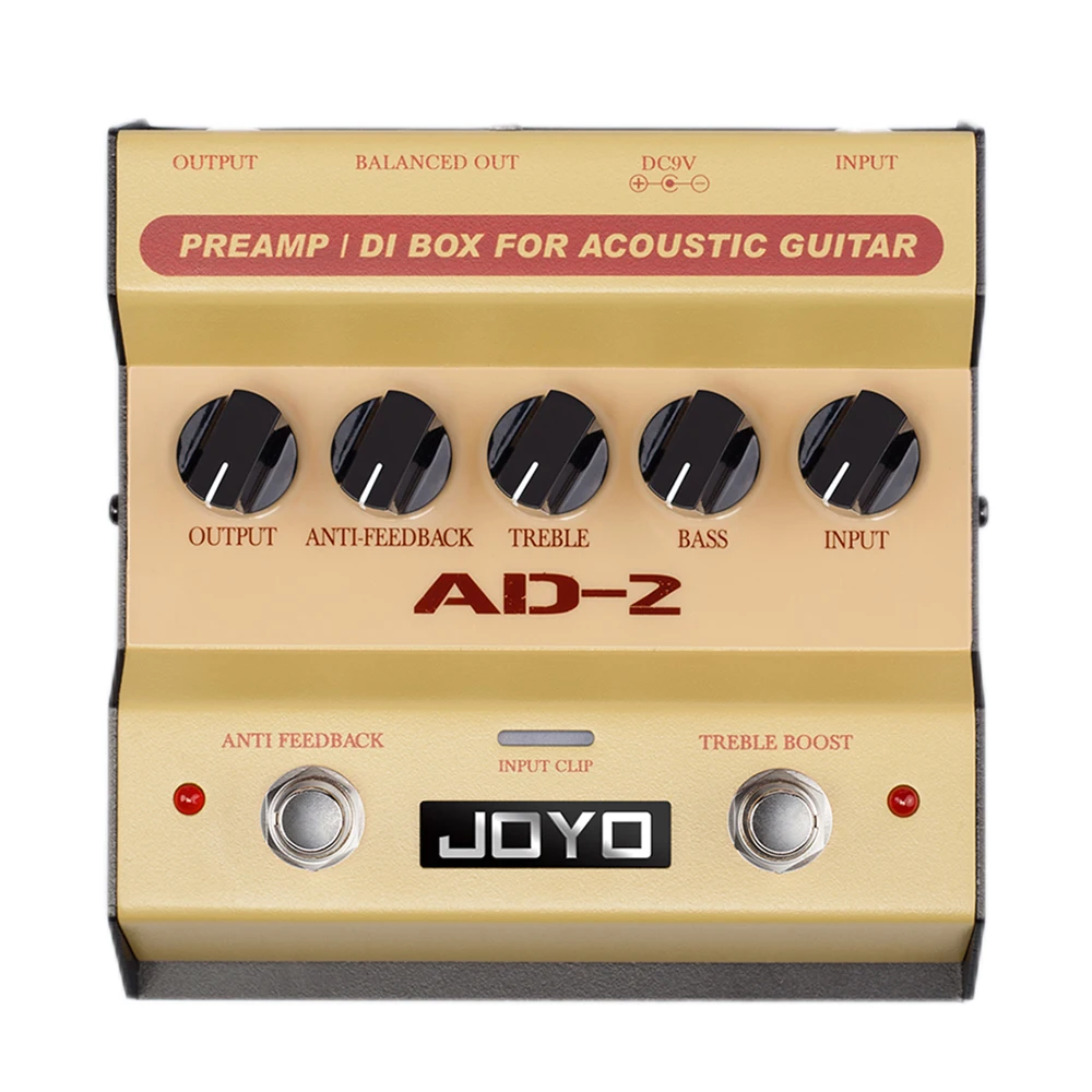 

Педаль JOYO AD-2 для акустической гитары, Preamp DI Box, высокая чувствительность, 2-ступенчатые регулировочные ручки, Запчасти и аксессуары для гитары