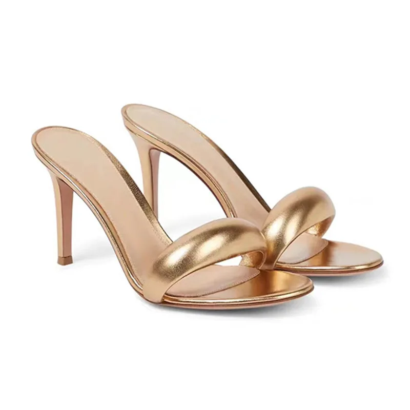 

Roman Style Round-Toed High Heels Fashionable Large-Size Stiletto Slippers Simple Slip-On Women's Shoes Sandalias Mujer Verano