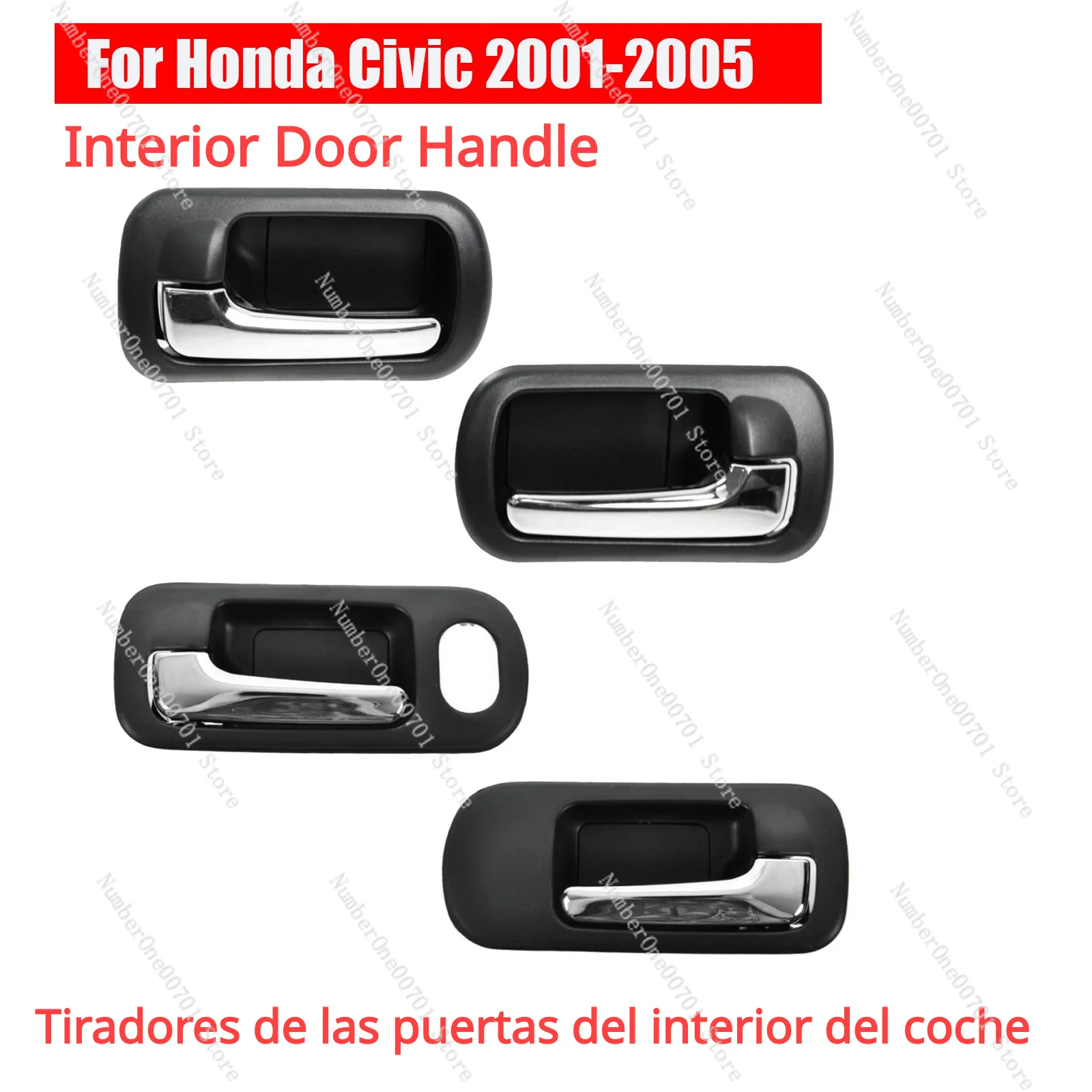 4PCS / Set Car Interior Inside Door Handle Black For  2001 2002 2003 2004 2005 Sedan 72160S5AA21