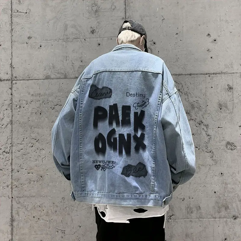 

Мужская джинсовая куртка свободного кроя для осени и зимы, большие размеры (до 300 фунтов), в американском ретро-стиле, рабочая одежда, простая верхняя одежда