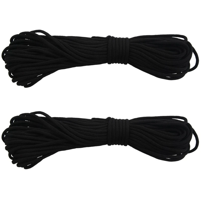 2X ROPE 5Mm Diameter Cord Black Tent Cord