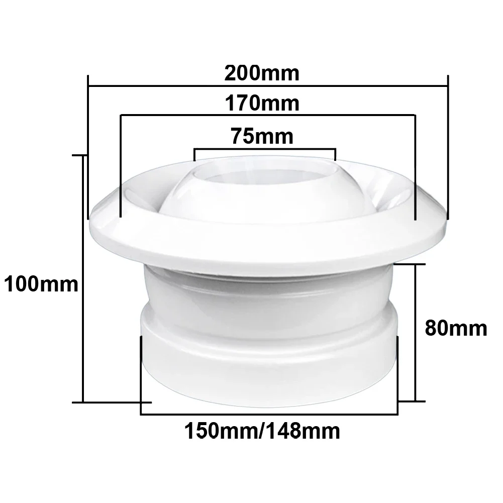 75/100/150/200mm Air System Outlet Valve ABS Circular Spherical Nozzle Air Vent For Airport Station Central Ventilation Outlet