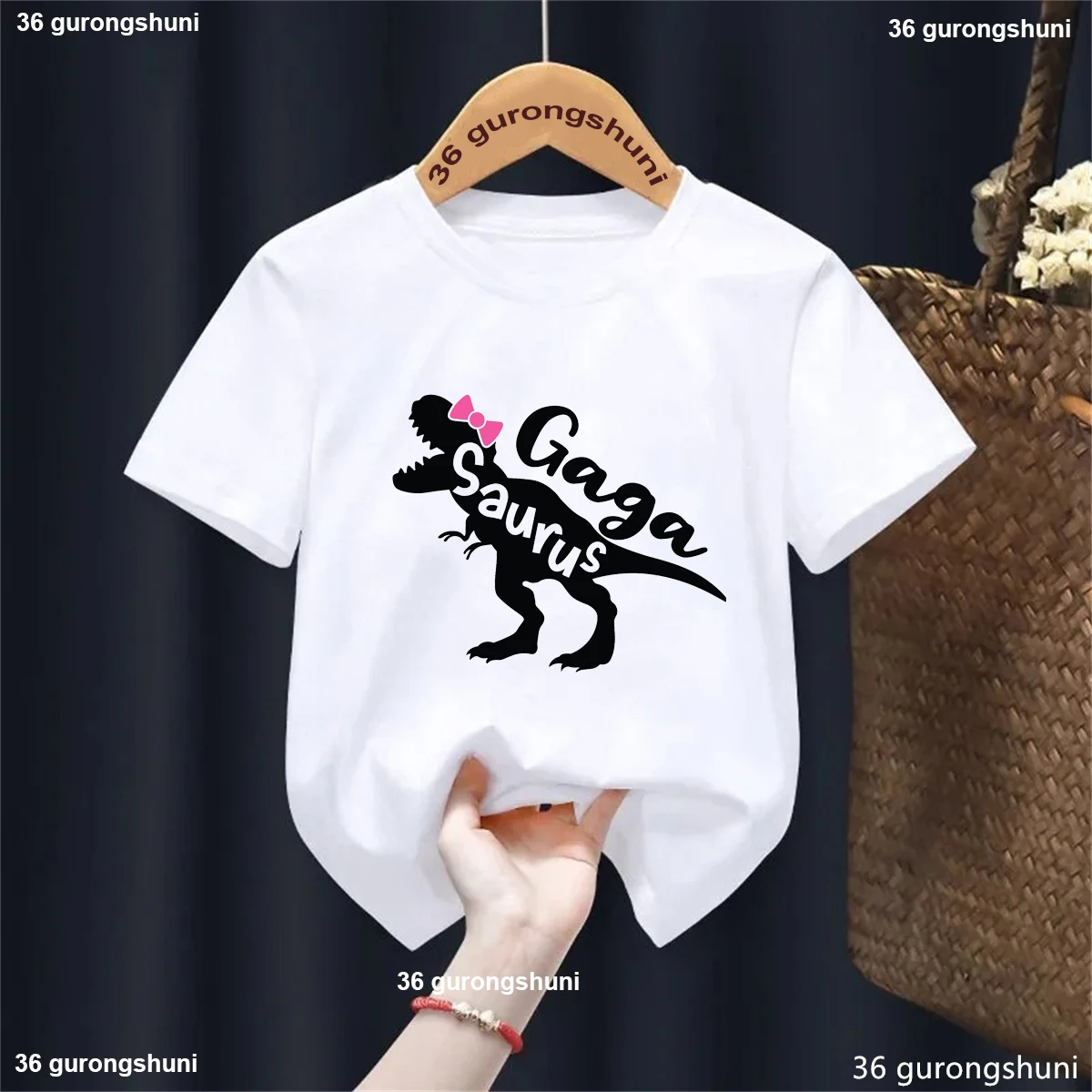 

Funny Dinosaur Kids Clothes Gaga Saurus Graphic Printed Tshirt Girls/Boys Harajuku Kawaii Kids Clothes Summer Fashion T-Shirt