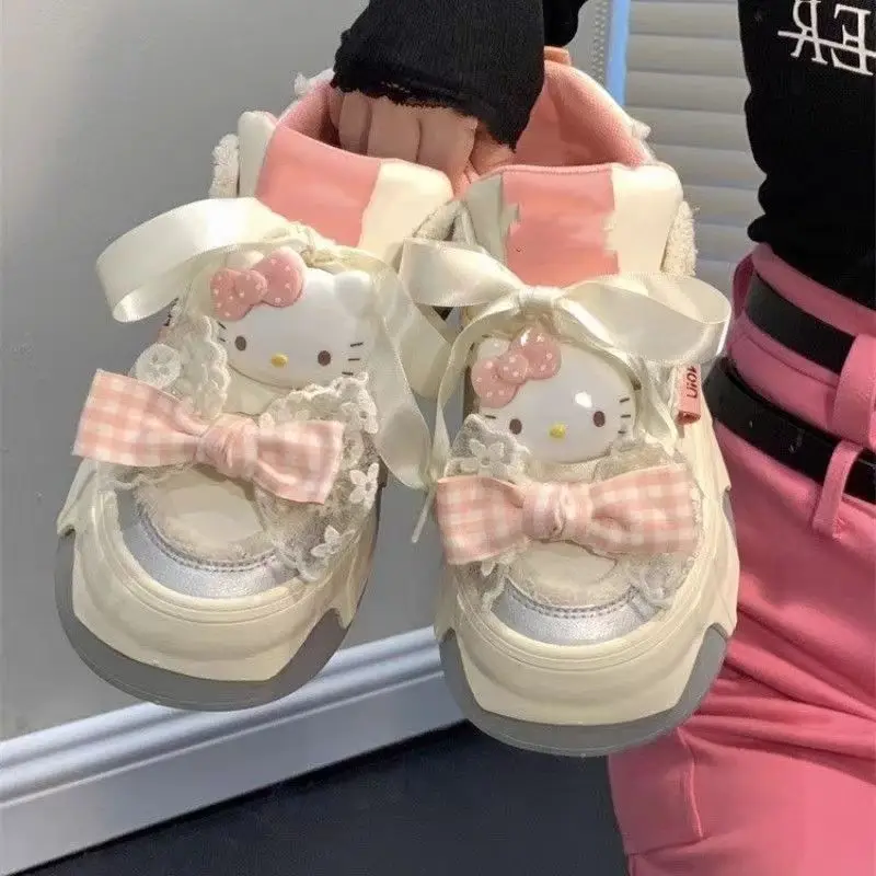 Hello Kitty Board Shoes Cute Tennis Shoes Women Casual Sneakers Cartoon Girls Basket Shoes Fashion Lady Sport Shoes  Size 35-40