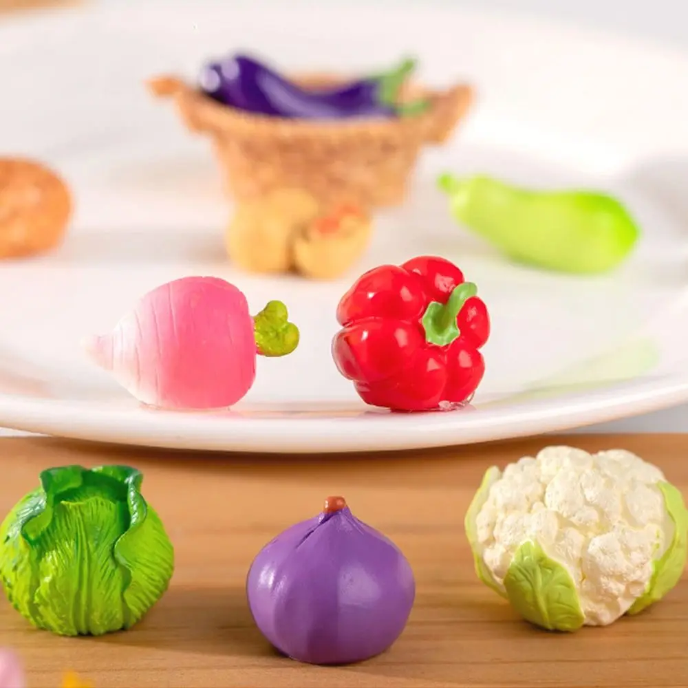 Cute Vegetable Figurines Miniatures Mini Resin Crafts Simulation Vegetable Basket Handicrafts Realistic Vegetable Model