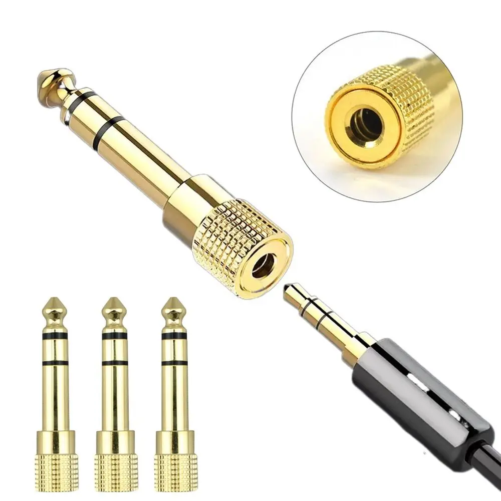 1/4 Inch Headphone Adapter Small To Big Gold Plated Jack Audio Adaptor Two-channel 3.5mm To 6.35mm Headphone Converter