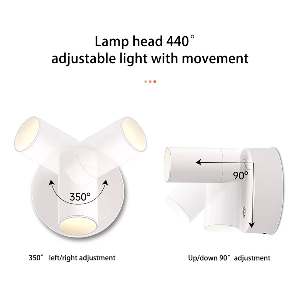LED light magnetic type-C rechargeable wall light spotlight wireless no wiring no punch reading light bedroom bedside light