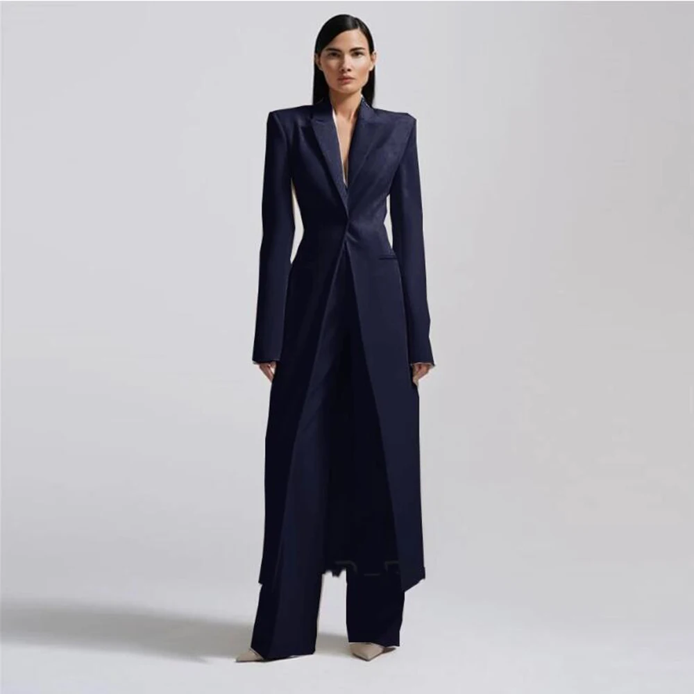 Unique Design Women Suit For Wedding Reception 2 Pieces Sets Single Breasted Blazers Long Customized חליפות לנשים