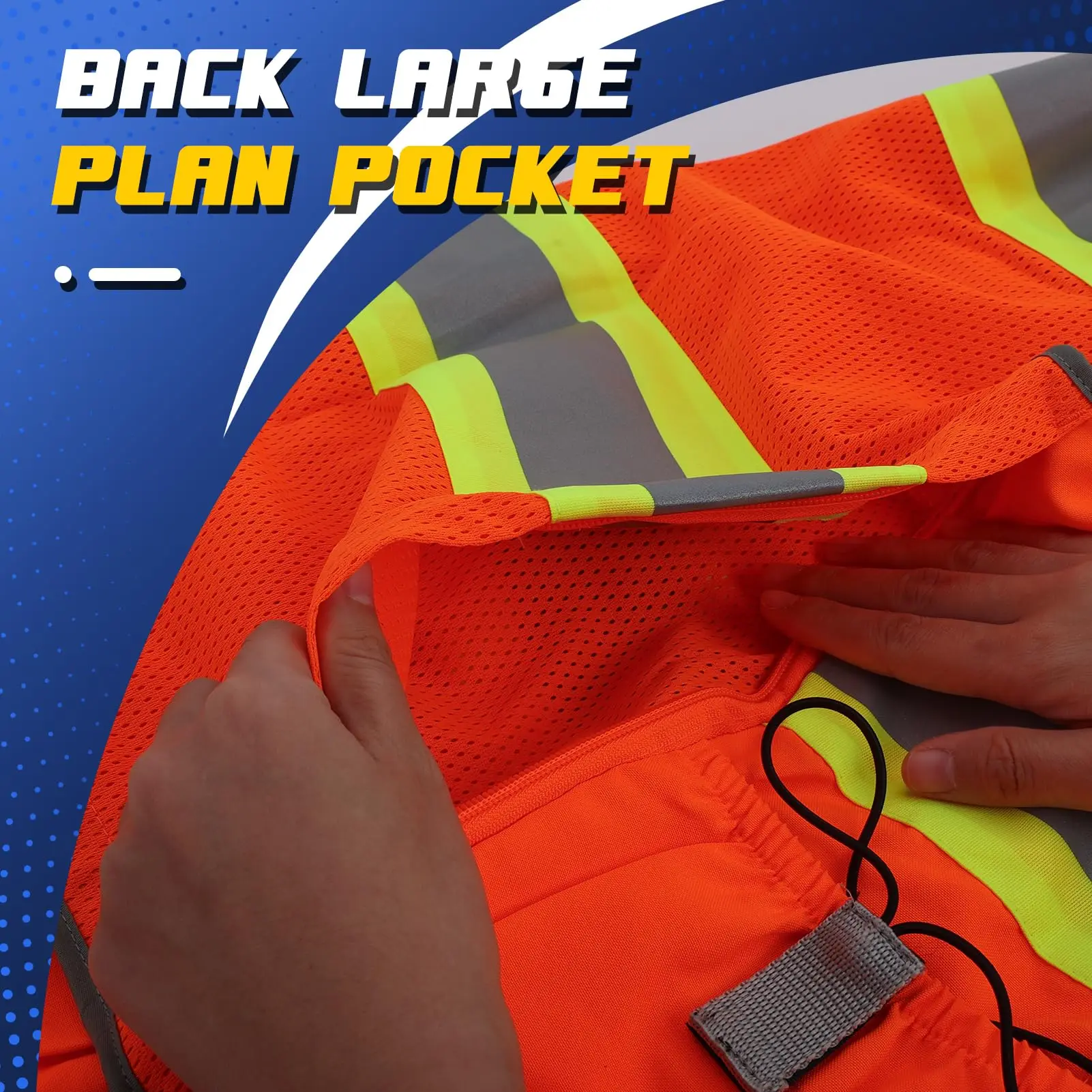 Surveyor Safety Vest Reflective for Men, Class 2 Safety Vests with Pockets and Zipper High Visibility Vest