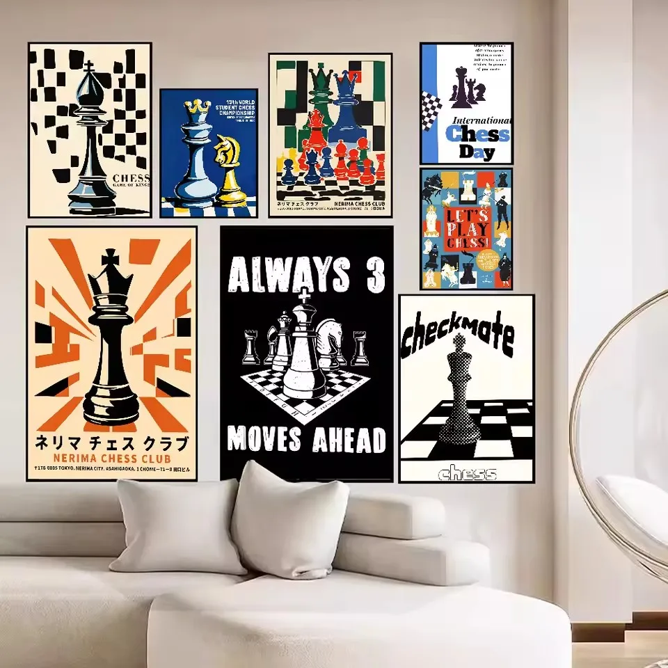 

Vintage International Chess Anime Posters Canvas Painting Vintage Room Home Bar Cafe Kawaii Room Decor Roomliving Bar Decoration