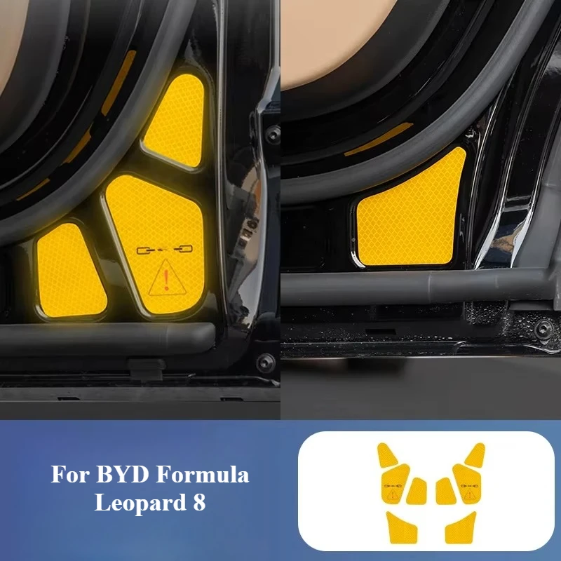 

For BYD Formula Leopard 8 8Pcs/Set Car Door Reflective Sticker Four Door Safety Warning Stickers Car Door Open Reflective Trim