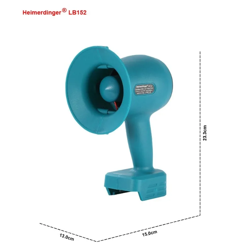Kipas Turbo Tanpa Kabel Heimerdinger 8000RPM 80W 38dB, Motor Kecepatan Tinggi, Luar Ruangan/Berkemah/Tempat Kerja, 12 Bilah Kipas
