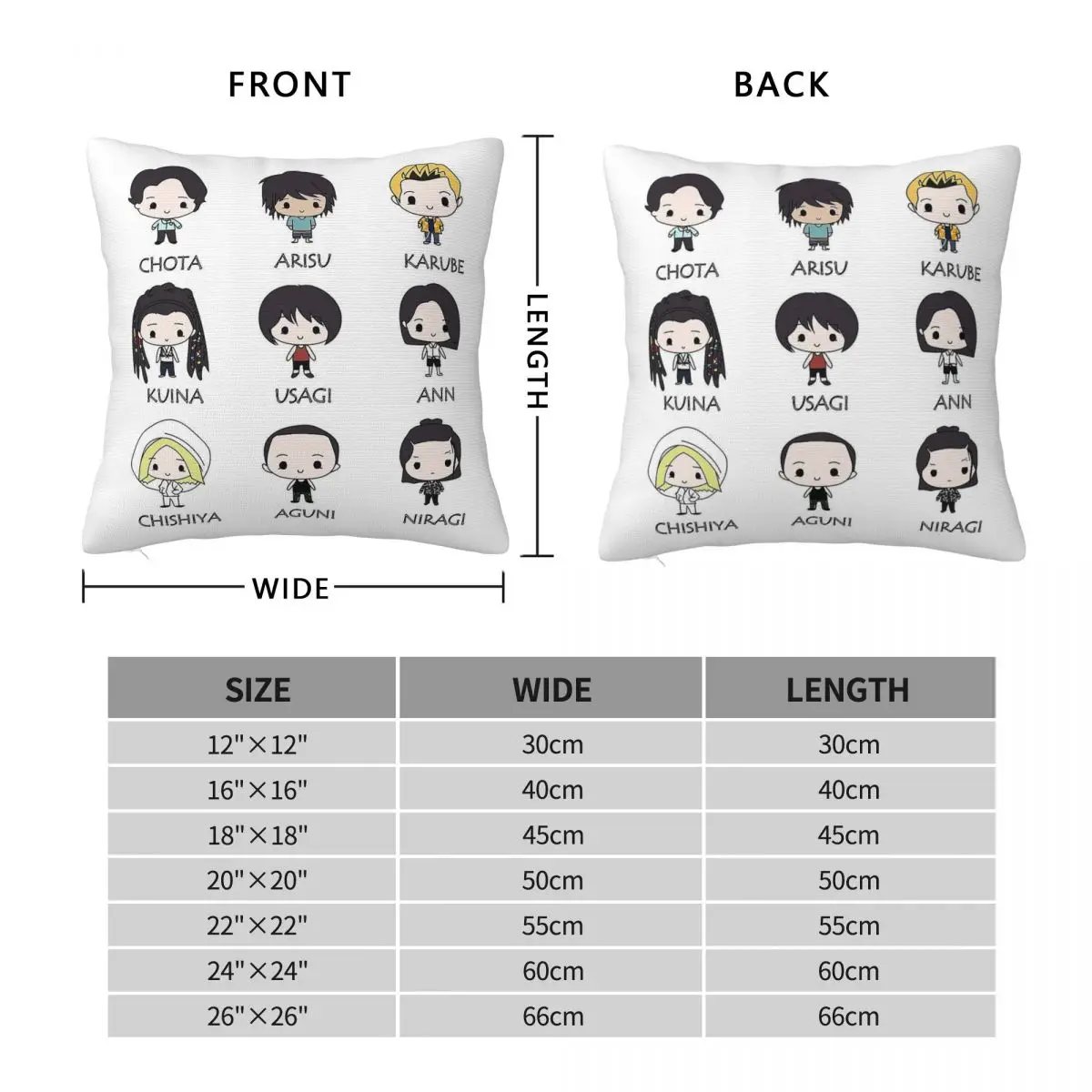 Alice In Borderland Chibi Pillowcase Polyester Linen Velvet Creative Zip Decorative Pillow Case Car Cushion Cover