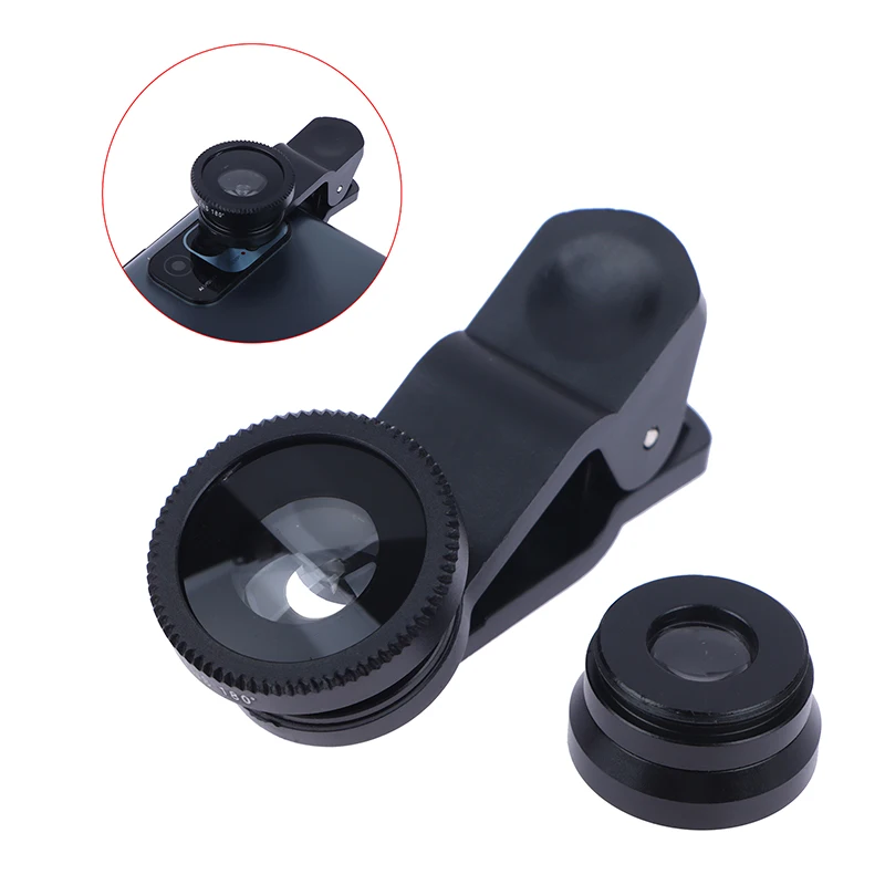 0.65X Wide Angle Zoom 180 Degree Fish Eye Macro Lenses Camera Kits With Clip Lens On The Phone 3in1 Fisheye Phone Lens